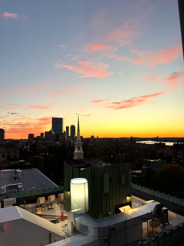 Sunset over the Boston skyline from Hotel AKA Boston Common