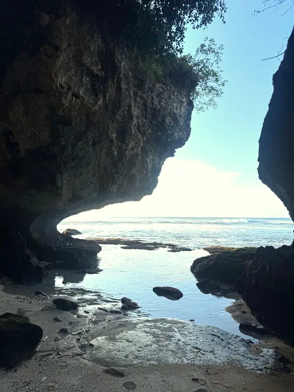 Looking out to the ocean from a sea cave on the coast near Alila Villas Uluwatu