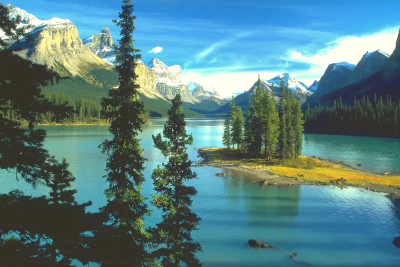 Spirit Island, Maligne Lake, Jasper NP, at Glacier National Park & the Canadian Rockies (CS)