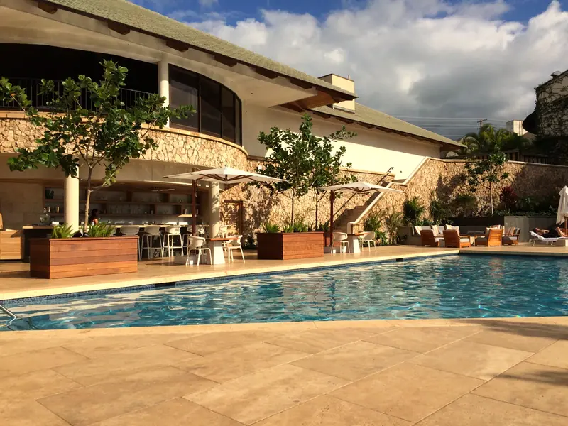 The pool and terrace at Hotel Wailea, Maui