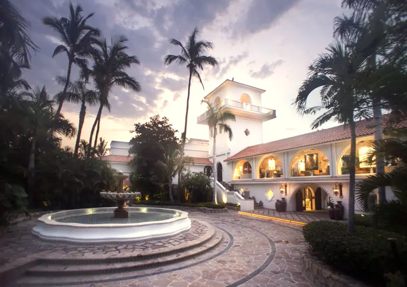 The fountain and bell tower at One&Only Palmilla at sunrise, Los Cabos