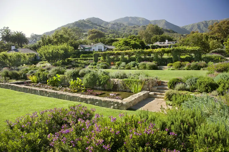 The lily pond and gardens at San Ysidro Ranch