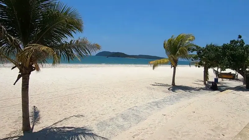Palms on the white sand of Pantai Cenang, Langkawi